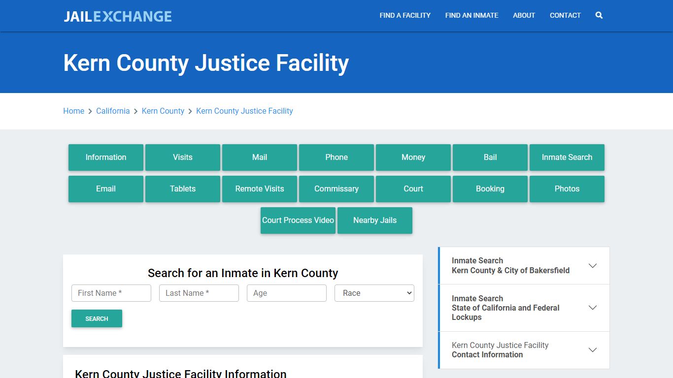 Kern County Justice Facility Roster Lookup, CA, Inmate Search