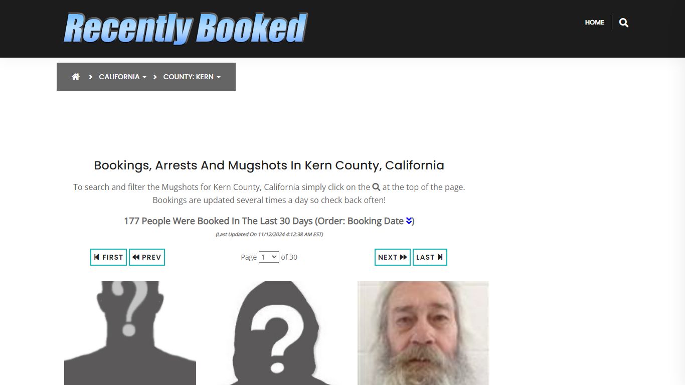 Bookings, Arrests and Mugshots in Kern County, California - Recently Booked