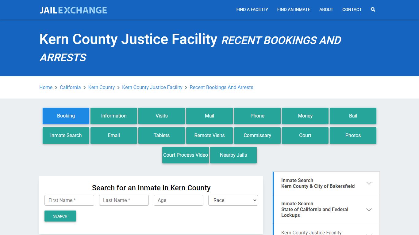 Kern County Justice Facility Recent Bookings And Arrests - Jail Exchange