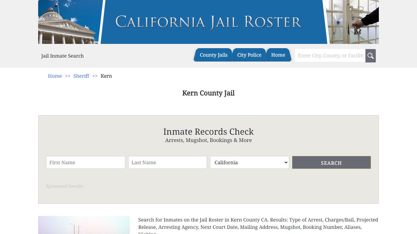Kern County Jail | Jail Roster Search